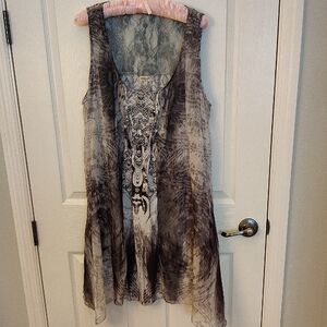 ONE WORLD Black and Gray Asymmetrical Dress